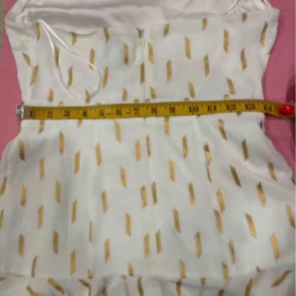 Yumi Kim Revolve Ginny Halter Neck Mini Dress In Dash Foil Ivory And Gold.Size M - Picture 13 of 16